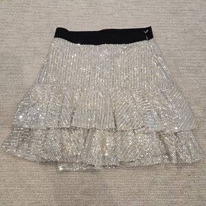 River Island Silver Sequin Mini Skirt